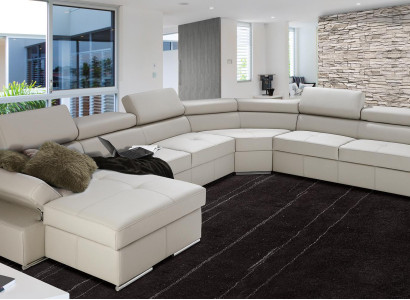 XXL Wohnlandschaft Sofa Couch Polster Design Eck Garnitur Sofas 100% ITALY LEDER