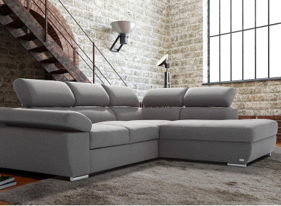 Bettkasten Bettfunktion Ecksofa Stoff L-Form Couch Design Polster Textil Modern