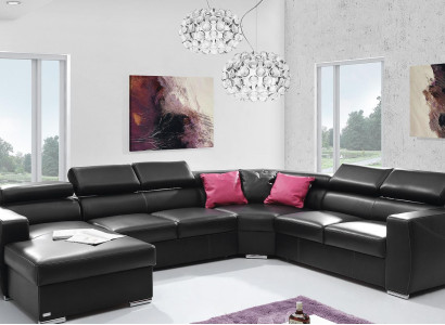 XXL Big Schlaf Sofa Couch Wohnzimmer Sitz Polster Wohnlandschaft 100% Echtleder