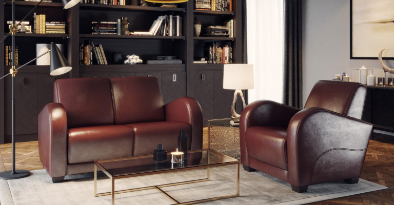 Sessel Couch Design Polster Modern 100% Italienisches Leder Braun Fernseh Lounge