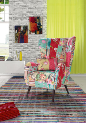 Sessel Designer Stuhl Polster Relex Stoff Textil Leder Lounge Ohrensessel Neu