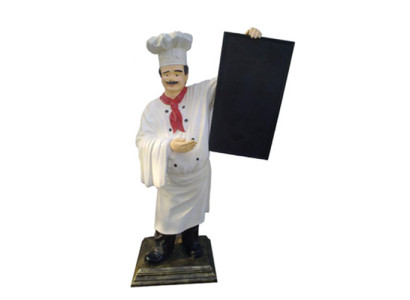 Koch Figur Statue Skulptur Werbefigur Menü Tafel Werbeaufsteller Speisekarte