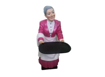 Kellner Statue Figur Skulptur Großmutter Statuen Restaurant Gastronomie Oma Neu
