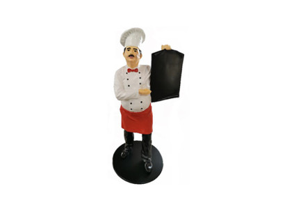 Koch Figur Statue Skulptur Werbefigur Menü Tafel Werbeaufsteller Speisekarte
