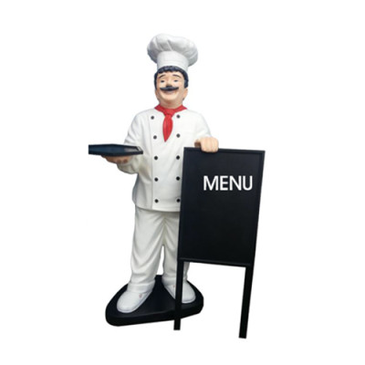 Koch Figur Statue Skulptur Werbefigur Menütafel Werbeaufsteller Restaurant Neu