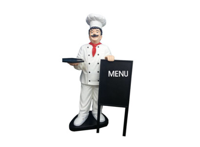 Koch Figur Statue Skulptur Werbefigur Menütafel Werbeaufsteller Restaurant Neu