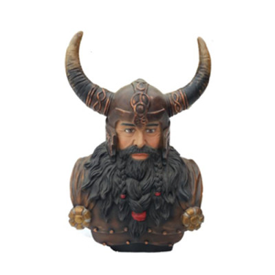 Büste Eines Kriegers in Einem Helm 70cm Hörnern Statue Wikinger Statuen Figuren