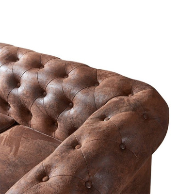 Mens Club Chesterfield Sofa Couch Leder Polster 2 Sitzer Braun NEW