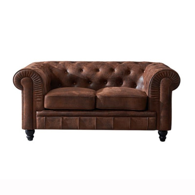Mens Club Chesterfield Sofa Couch Leder Polster 2 Sitzer Braun NEW