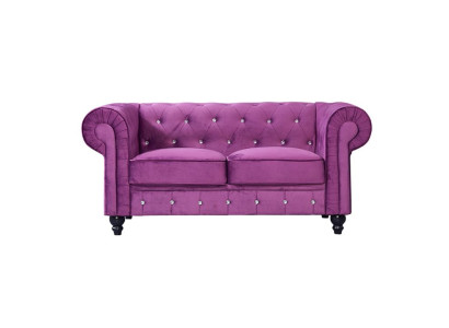 Klassische Leder Couch - Lila Chesterfield Stoff Sofa 2 Sitzer  Neu jvmoebel ®