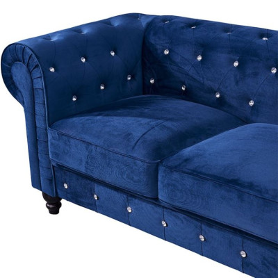 Klassische Leder Couch - Blaue Chesterfield Stoff Sofa 2 Sitzer Textil jvmoebel®