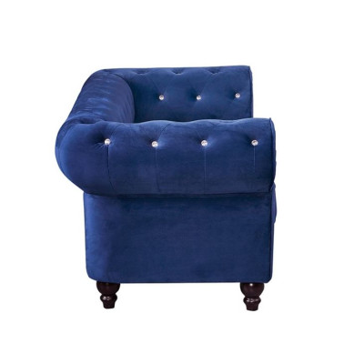 Klassische Leder Couch - Blaue Chesterfield Stoff Sofa 2 Sitzer Textil jvmoebel®
