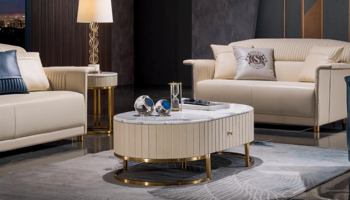 Wohnzimmer Set 6tlg. Set Couch Polster Garnitur 2x Beistelltisch Couchtisch Sofa