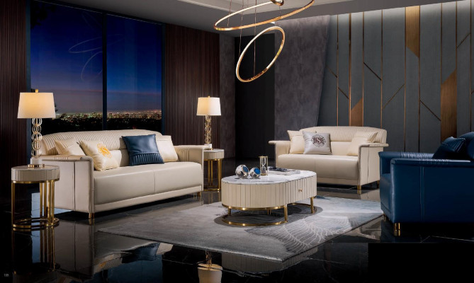 Wohnzimmer Set 6tlg. Set Couch Polster Garnitur 2x Beistelltisch Couchtisch Sofa