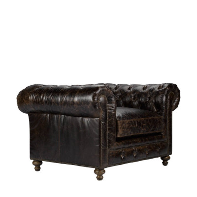 jvmoebel ® - Leder Sofa Couch - Braun Sessel Polster Einsitzer Couch Garnitur