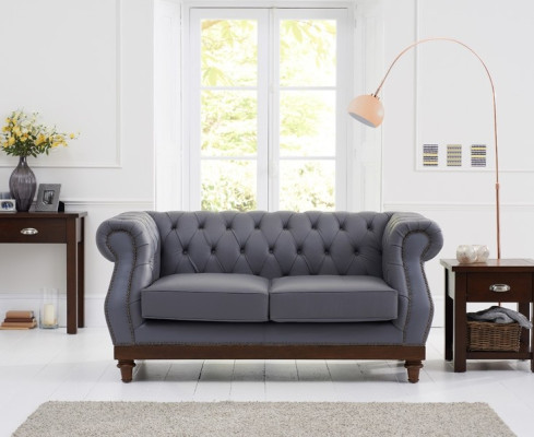 Klassische Leder Couch - Graue Chesterfield Stoff Sofa 2 Sitzer  Neu jvmoebel ®