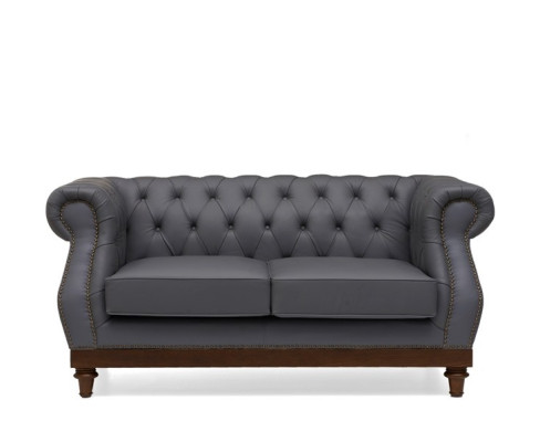 Klassische Leder Couch - Graue Chesterfield Stoff Sofa 2 Sitzer  Neu jvmoebel ®