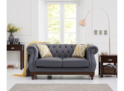 Klassische Leder Couch - Graue Chesterfield Stoff Sofa 2 Sitzer  Neu jvmoebel ®
