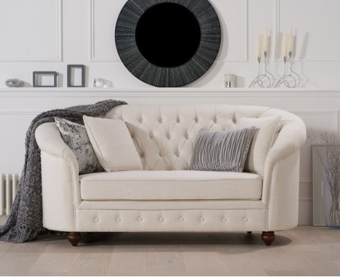 Klassische Textil Couch - Beige Chesterfield Stoff Sofa 2 Sitzer  Neu jvmoebel ®