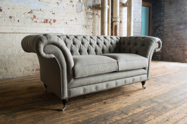 Sofa Couch Polster Design Sitz Sofas Zimmer Möbel Leder 2er Moderne Grau Stoff