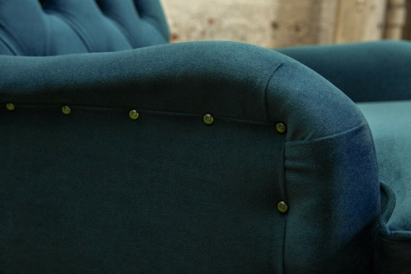 Sessel Design Couch Sofa Relax Textil Lounge Club Polster Sitzer Luxus Blau Neu