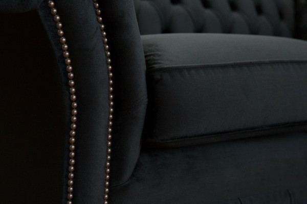 Chesterfield Original Sofa JVMoebel Textil Sofas Couchen Stoff Grau 185cm Couch