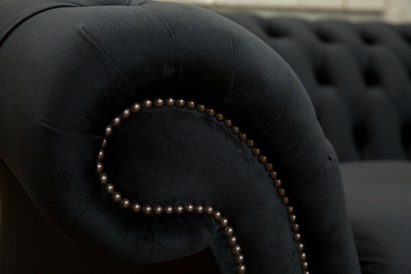 Chesterfield Original Sofa JVMoebel Textil Sofas Couchen Stoff Grau 185cm Couch