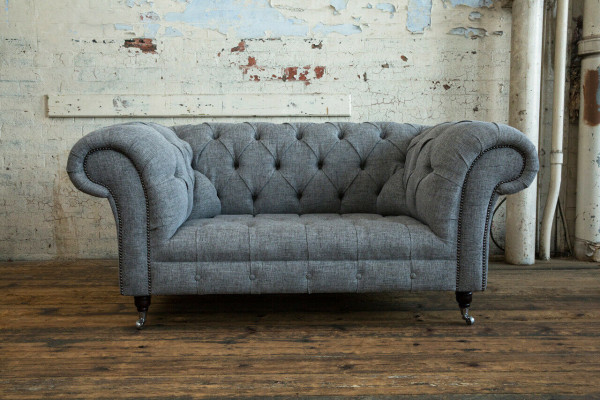 Luxus 2 Sitzer Couch Polster Sofa Leder Stoff Couchen Chesterfield Garnitur Neu