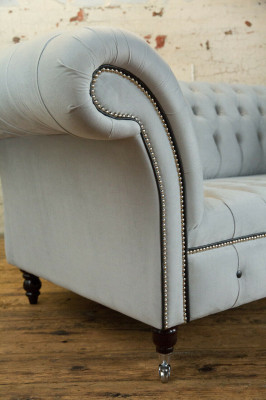 Textil Sofa Stoff Couch Chesterfield big sofas xxl couchen Sitz Polster 185cm