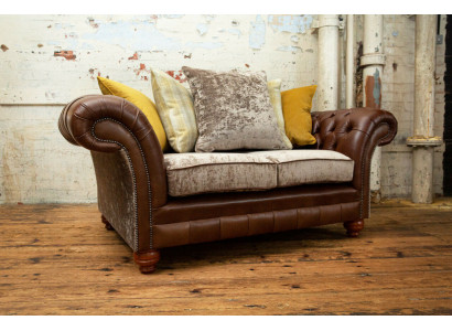 Chesterfield 2 Sitzer Sofa Ledersofa Couch Polster Sitz Garnitur Zweisitzer Neu