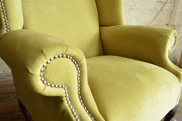 Ohrensessel Chesterfield Sofa Couch Polster 1 Sitzer Sessel Sofas Textil Gelber