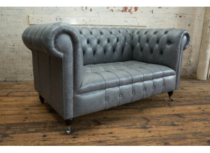 Sofa Chesterfield 2 Sitzer Couch Polster Sitz Textil Stoff Leder Couchen Sofas