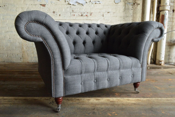 Chesterfield Design Stoff Couch Sessel 1.5 Sitzer Polster Sofas Lounge Neu Club