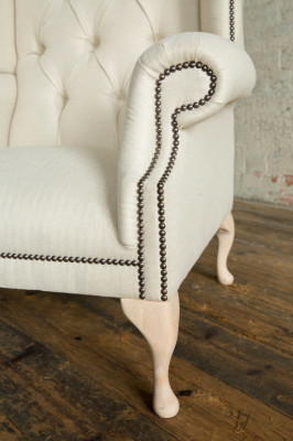 Chesterfield Ohrensessel Einsitzer Sofa Couch Polster Samt Leder Stoff Relax Neu