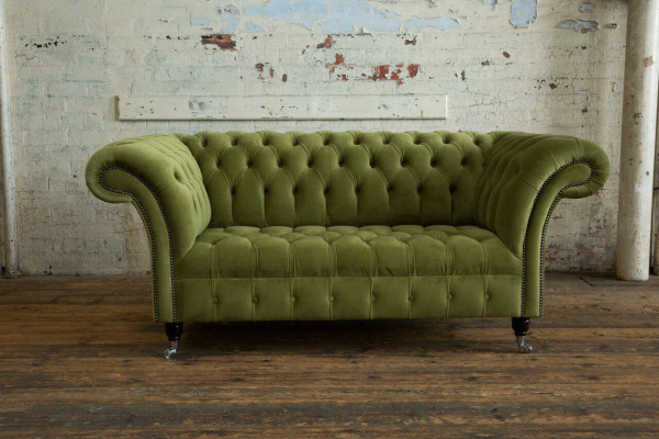 Chesterfield Couch 2 Sitzer Polster Sitz Textil Stoff Leder Couchen Sofas Sofa