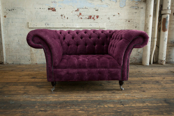 Sessel Couch Polster Sofa Textil Chesterfield Couchen 1,5 Sitzer Bordaux England