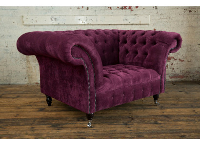 Sessel Couch Polster Sofa Textil Chesterfield Couchen 1,5 Sitzer Bordaux England