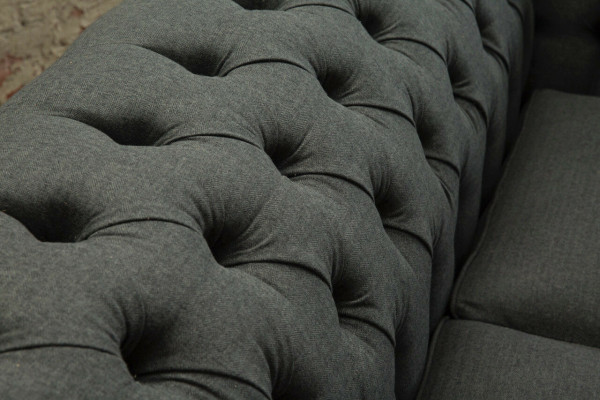 Sessel Couch Polster Sofa Textil Chesterfield Couchen 1,5 Sitzer Einsitzer Grau