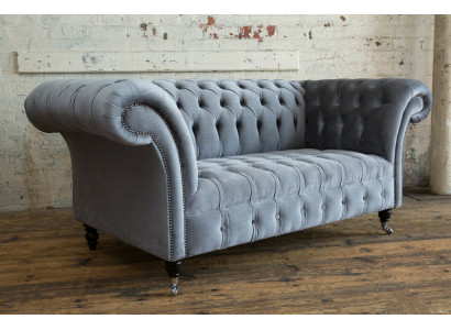 Klassische Chesterfield Zweisitzer Sofa Sofas Couch Ledersofa Couchen Stoff Neu