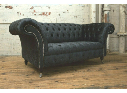 Luxus Chesterfield 2 Sitzer Couch Polster Sofa Textil Stoff Garnitur Neu Couchen