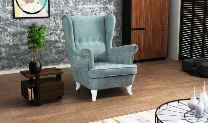 Ohrensessel Sessel Fernseh Design Polster Sofa Couch Chesterfield Textil Möbel