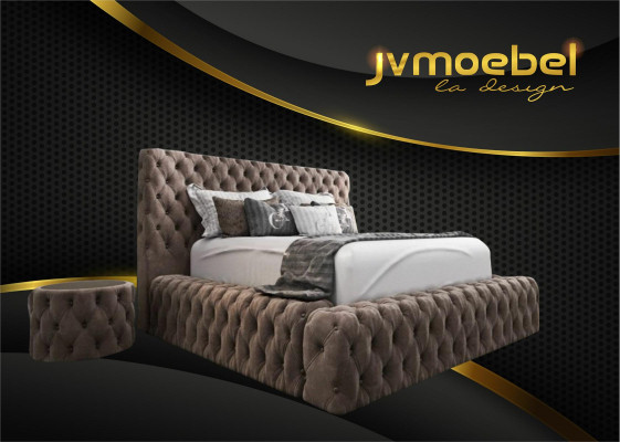 Bett 2x Nachttisch 3 tlg. Schlafzimmer Set Design Möbel Modern Luxus Betten Neu