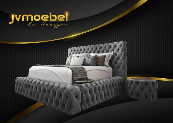 Bett 2x Nachttisch 3 tlg. Schlafzimmer Set Design Möbel Modern Luxus Betten Neu