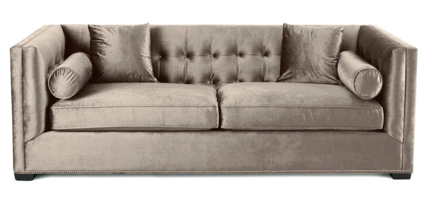 Braun Dreisitzer Stoff Wohnzimmer Polster Sofa Sofas Chesterfield Design Couchen