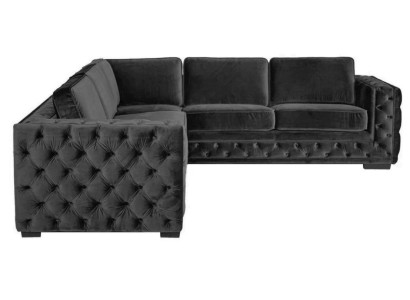 Taupe Grau Ecksofa Chesterfield Samt Möbel Neu Wohnzimmer Modern Design Sofa