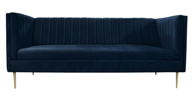 Zweisitzer Sofa Sofas Textil Navy Blau Stoff Wohnzimmer Design Couchen Polster