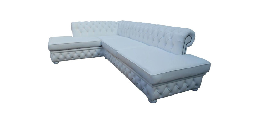 Hellblau Ecksofa Hocker Big Textil Stoff Chesterfield Sofas Sofas Möbel 2tlg.