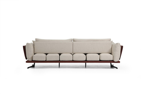Zweisitzer Sofa 2 Sitzer Stoff Beige Modern Design Wohnzimmer Luxus