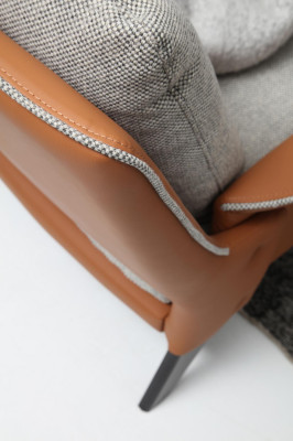 Sessel Ohrensessel Cocktailsessel Stoff Wohnzimmer Orange Modern Grau