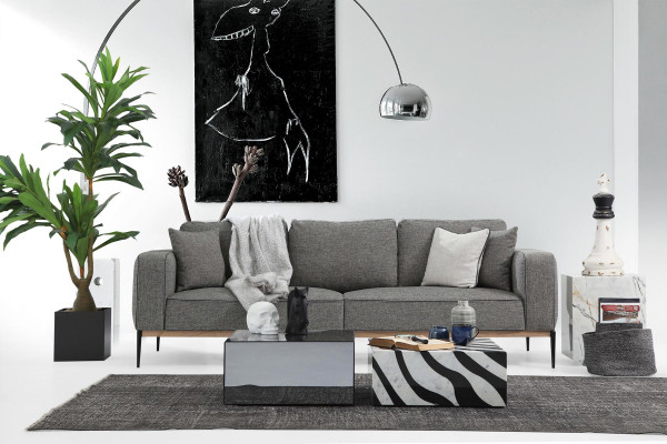 Zweisitzer Sofa 2 Sitzer Stoff Sofas Modern Design Wohnzimmer Grau